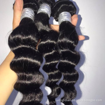 Sunlight Guangzhou cheap wholesale deep wave Peruvian/indian/brazilian Remy Hair Loose Wave 3 Bundles With Closure frontal
